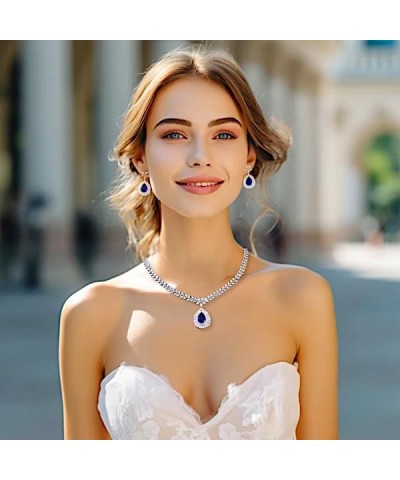 Women's Jewelry Necklace EarringsJewlry Set Ruby Emerald Sapphire Birthday Gifts for Women Wedding for Brides Royal blue $60....