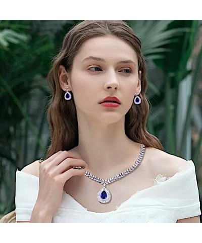 Women's Jewelry Necklace EarringsJewlry Set Ruby Emerald Sapphire Birthday Gifts for Women Wedding for Brides Royal blue $60....