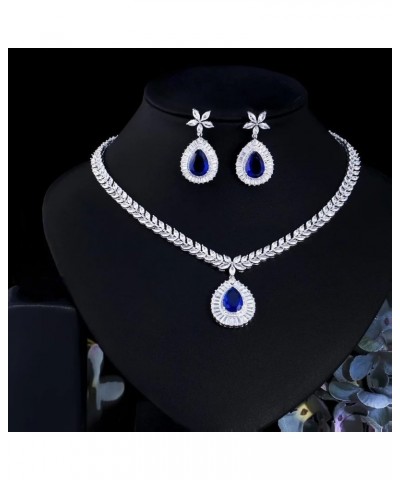 Women's Jewelry Necklace EarringsJewlry Set Ruby Emerald Sapphire Birthday Gifts for Women Wedding for Brides Royal blue $60....