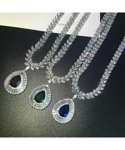 Women's Jewelry Necklace EarringsJewlry Set Ruby Emerald Sapphire Birthday Gifts for Women Wedding for Brides Royal blue $60....