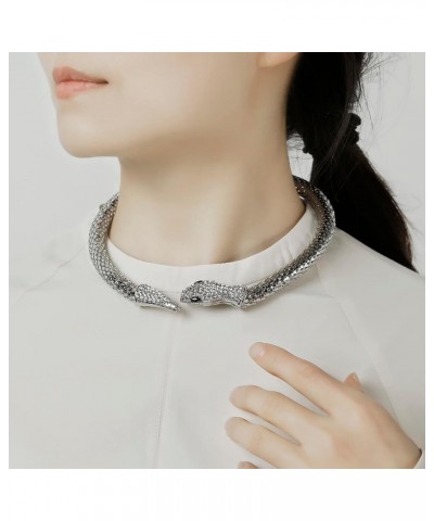 Flexible Bendable Snake Necklace, Adjustable Snake Collar Choker Necklace, Snake Waist Chain for Women (nl006311) Silver A $8...