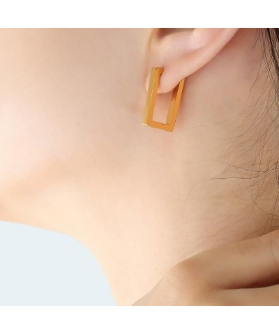 Gold Hoop Earrings Rectangular Hoop Earrings for Women Geometric Square Earrings Minimalist Rectangle Hoop Earrings for Girls...