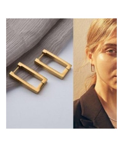 Gold Hoop Earrings Rectangular Hoop Earrings for Women Geometric Square Earrings Minimalist Rectangle Hoop Earrings for Girls...