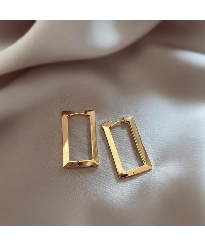 Gold Hoop Earrings Rectangular Hoop Earrings for Women Geometric Square Earrings Minimalist Rectangle Hoop Earrings for Girls...