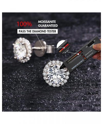 Moissanite Stud Earrings for Women, 0.5ct-2ct Lab Created Diamond Earring with 14K White Gold Plated S925 Sterling Silver Gif...