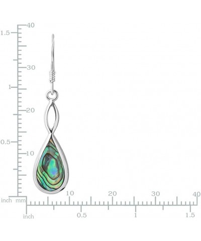 Sterling Silver Infinity Design Teardrop Dangle Hook Earrings 1.5" - Choose Your Stone Green Abalone $14.19 Earrings