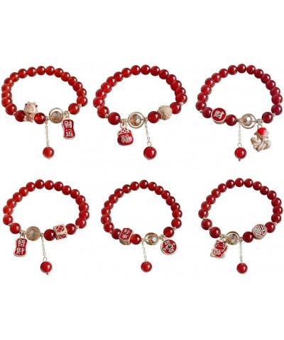 Year of Dragon Beaded Charm Bracelets, Red Beads Dragon Link Bracelets for Women, Chinese Zodiac Feng Shui Lucky Dragon Brace...