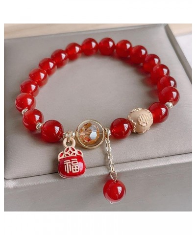 Year of Dragon Beaded Charm Bracelets, Red Beads Dragon Link Bracelets for Women, Chinese Zodiac Feng Shui Lucky Dragon Brace...