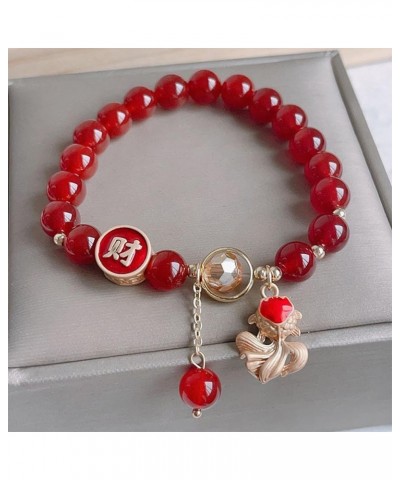 Year of Dragon Beaded Charm Bracelets, Red Beads Dragon Link Bracelets for Women, Chinese Zodiac Feng Shui Lucky Dragon Brace...