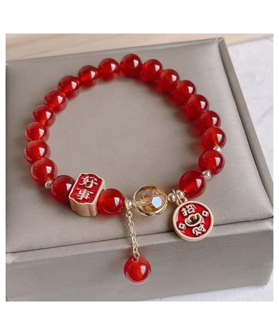 Year of Dragon Beaded Charm Bracelets, Red Beads Dragon Link Bracelets for Women, Chinese Zodiac Feng Shui Lucky Dragon Brace...