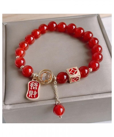 Year of Dragon Beaded Charm Bracelets, Red Beads Dragon Link Bracelets for Women, Chinese Zodiac Feng Shui Lucky Dragon Brace...