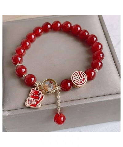 Year of Dragon Beaded Charm Bracelets, Red Beads Dragon Link Bracelets for Women, Chinese Zodiac Feng Shui Lucky Dragon Brace...