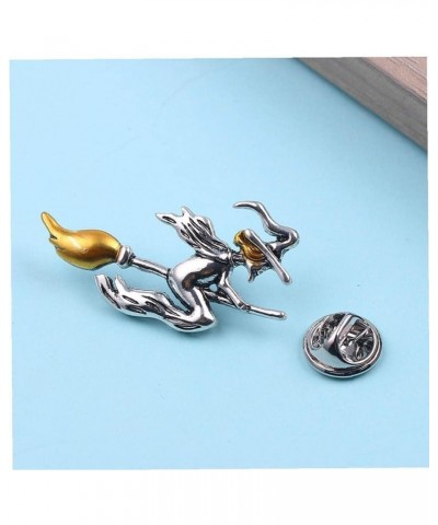 Metal Witch Riding Broom Flight Pins Cute Cartoon Brooches Lapel Badge Halloween Magical Decor Jewelry $6.30 Brooches & Pins