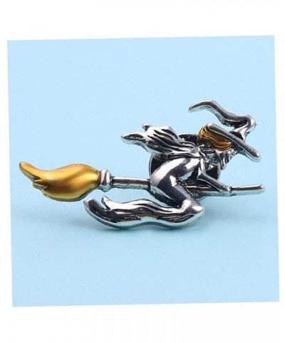 Metal Witch Riding Broom Flight Pins Cute Cartoon Brooches Lapel Badge Halloween Magical Decor Jewelry $6.30 Brooches & Pins