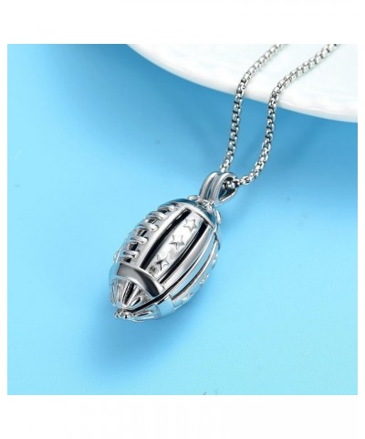 Urn Necklace for Ashes American Football Cremation Locket Necklace For Ashes Of Loved Ones Stainless Steel Ashes Keepsake Urn...