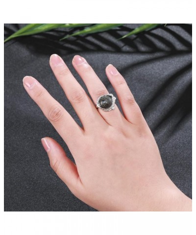 Round Gemstone Ring Natural Stone Ring for Women Birthday Christmas Silver $6.00 Rings