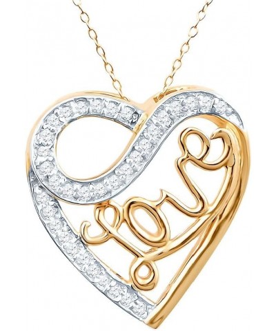 Natural Diamond Heart Pendant Necklace 14kt Yellow Gold Plated Silver 1/4 cttw 18 Inch Cable Chain $33.28 Necklaces