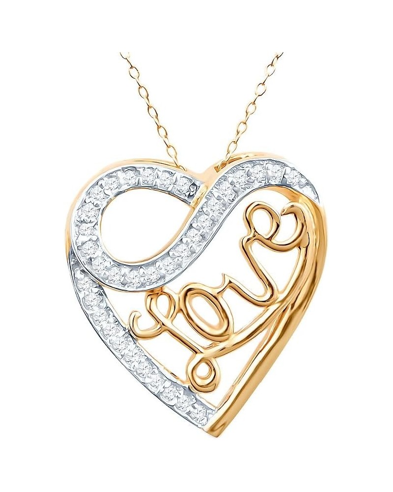 Natural Diamond Heart Pendant Necklace 14kt Yellow Gold Plated Silver 1/4 cttw 18 Inch Cable Chain $33.28 Necklaces