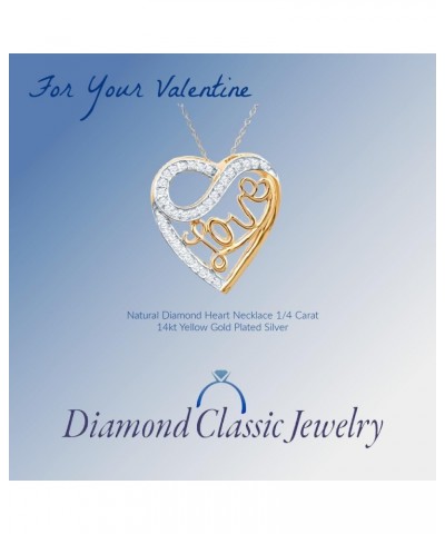 Natural Diamond Heart Pendant Necklace 14kt Yellow Gold Plated Silver 1/4 cttw 18 Inch Cable Chain $33.28 Necklaces