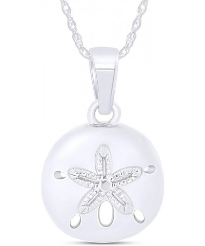 Sand Dollar Pendant Necklace in 14k Gold Over Sterling Silver white-gold-plated-silver $17.22 Necklaces