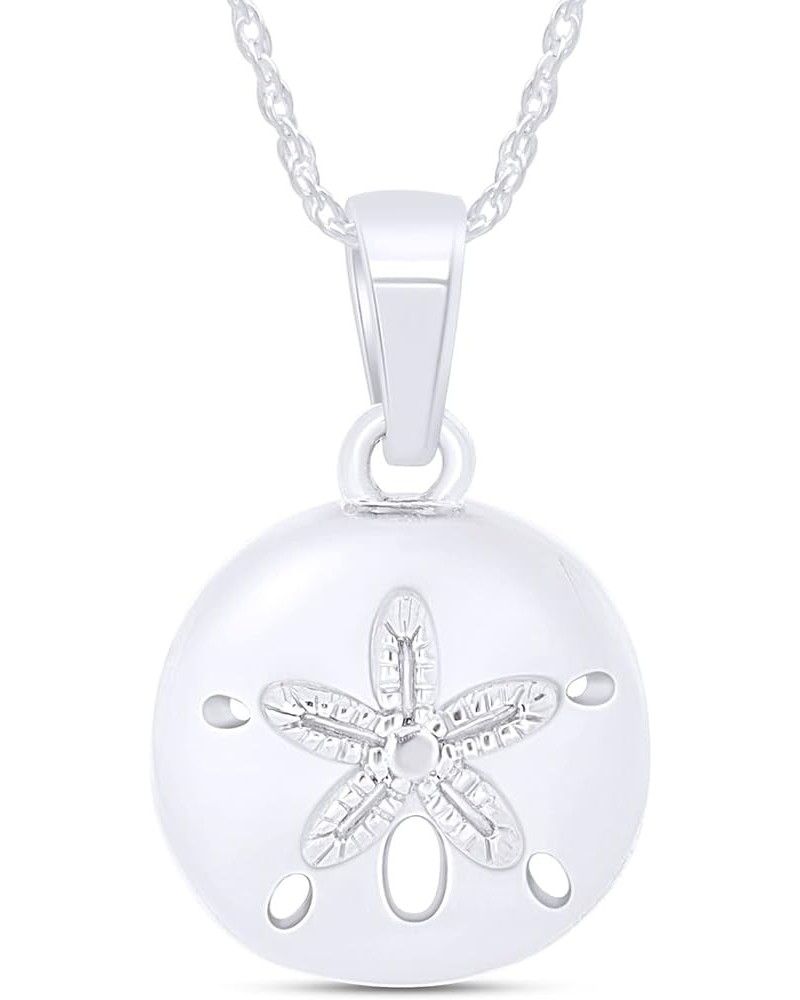 Sand Dollar Pendant Necklace in 14k Gold Over Sterling Silver white-gold-plated-silver $17.22 Necklaces