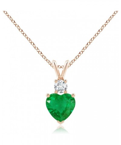 Natural Emerald Solitaire Heart Pendant Necklace for Women, Girls in 14K Solid Gold/Platinum | May Birthstone | Jewelry Gift ...