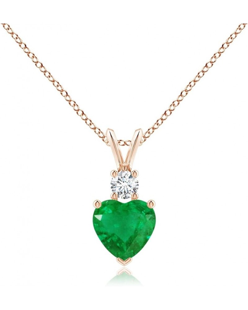 Natural Emerald Solitaire Heart Pendant Necklace for Women, Girls in 14K Solid Gold/Platinum | May Birthstone | Jewelry Gift ...