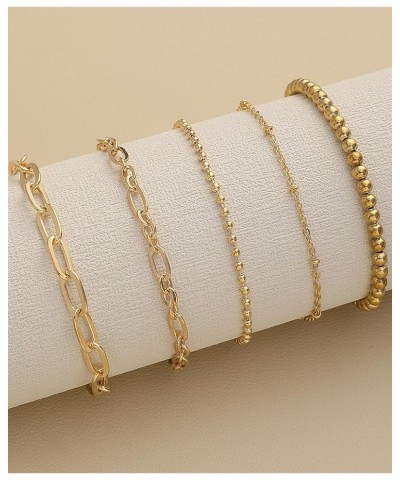 Gold Bracelets for Women 14K Gold Plated Dainty Link Chain Bracelets Set Trendy Thin Stackable Adjustable Layered Link Bracel...