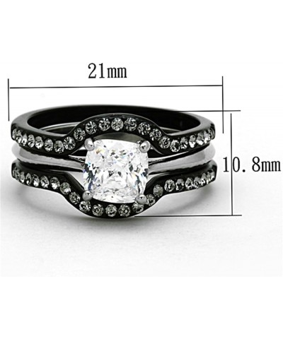 His and Hers 4 Piece Black Stainless Steel and Titanium Wedding Engagement Ring Band Set Size Women's 10 Men's 13 $20.39 Sets