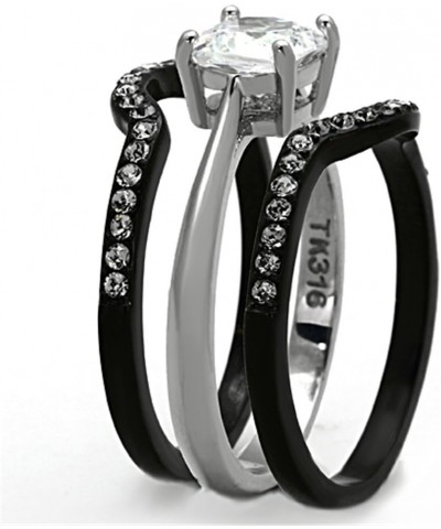 His and Hers 4 Piece Black Stainless Steel and Titanium Wedding Engagement Ring Band Set Size Women's 10 Men's 13 $20.39 Sets