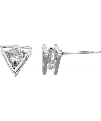 Howard's Dazzlers Cubic Zirconia Triangle Frame Stud Earrings for Women Silver $8.67 Earrings