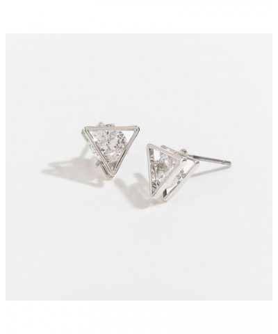 Howard's Dazzlers Cubic Zirconia Triangle Frame Stud Earrings for Women Silver $8.67 Earrings