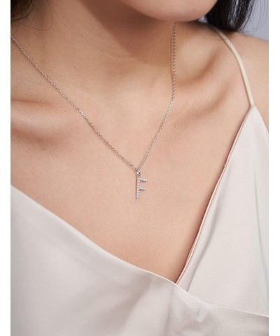 Moissanite Pendant Necklace for Women Initial Necklaces Sterling Silver F letter Necklace Jewelry for Girls in 18K White Gold...