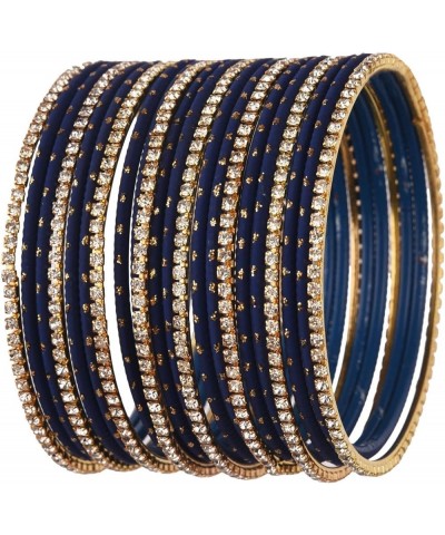 Indian Bangle Set Rhinestone CZ Plain Metal Bracelet Bangle Jewelry for Women Blue 2-6 $11.28 Bracelets