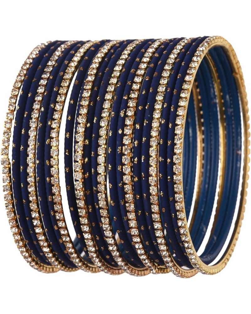 Indian Bangle Set Rhinestone CZ Plain Metal Bracelet Bangle Jewelry for Women Blue 2-6 $11.28 Bracelets