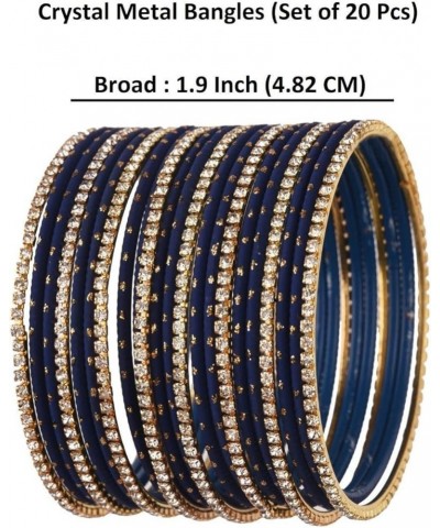 Indian Bangle Set Rhinestone CZ Plain Metal Bracelet Bangle Jewelry for Women Blue 2-6 $11.28 Bracelets