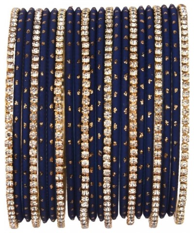 Indian Bangle Set Rhinestone CZ Plain Metal Bracelet Bangle Jewelry for Women Blue 2-6 $11.28 Bracelets