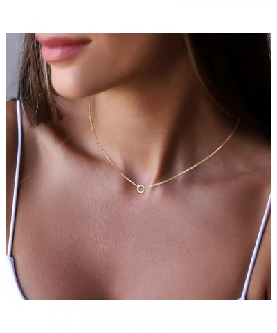 Gold Initial Necklaces for Women, Dainty 14k Gold Plated Letter Choker Necklace Cute Monogram Necklace Tiny Initial Pendant N...