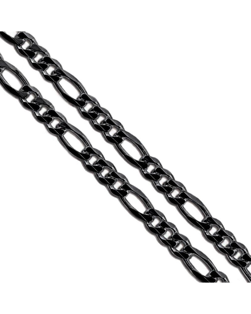 Stainless Steel Figaro Chain 4mm 5mm 5.9mm 6.9mm 9mm New Solid Link Necklace 3.9mm (Black-Tone) Length 30 Inches $7.53 Necklaces