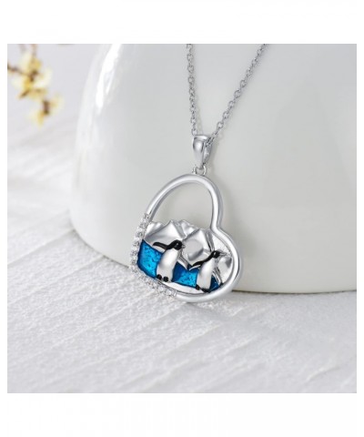 Penguin Necklace 925 Sterling Silver, Antarctic Penguin Heart Pendant Necklace Gift for Women Girls Mother Daughter $20.66 Ne...