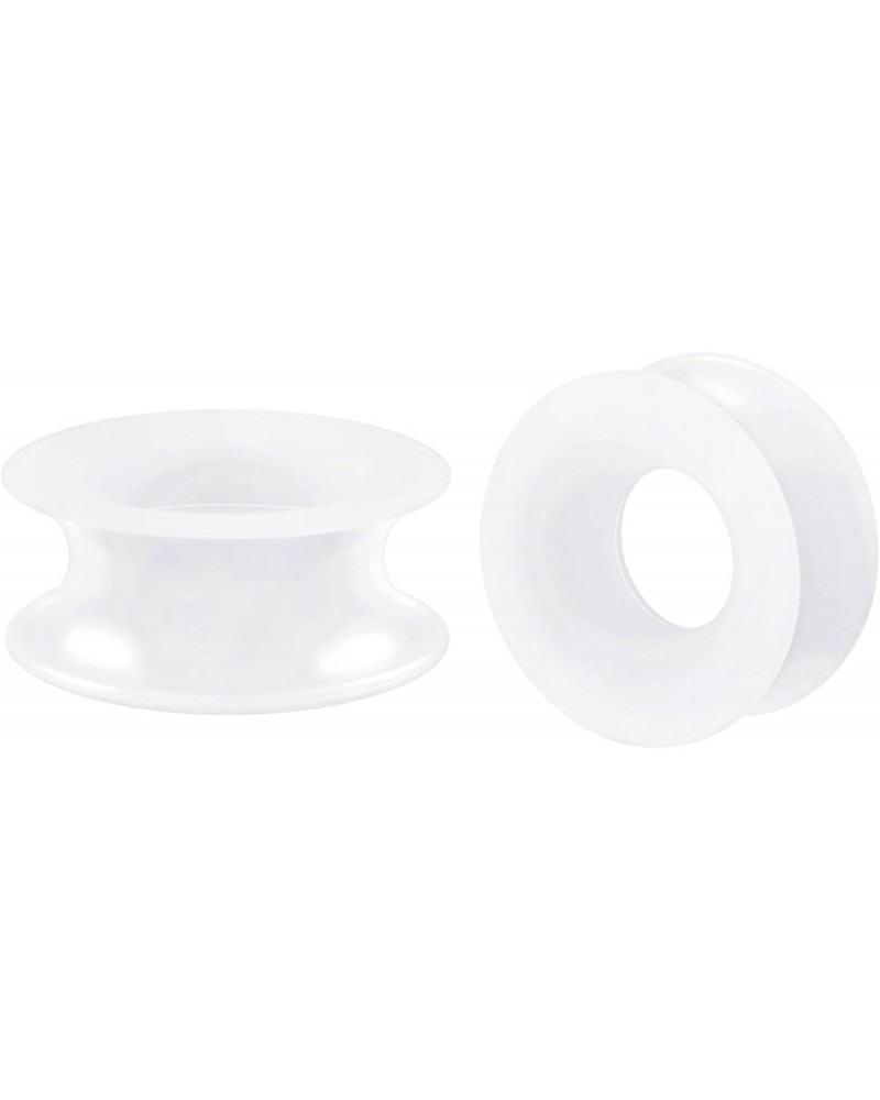 White Silicone Double Flared Ear Plugs - Sold as a Pair D-11/16 inch 18mm $10.44 Body Jewelry