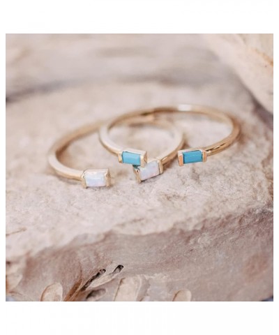 Tiny Birthstone Baguette Ring in Gold, Rose Gold, or Silver | Minimalist, Delicate Jewelry March - Aquamarine gold $11.75 Rings