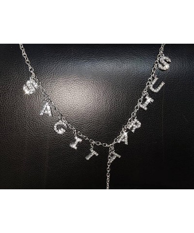 Women Sexy Rhinestone Waist Body Chain Crytal Sexy Girl Letter Pendant Belly Waist Chain T-string Thong Body Jewelry Sagittar...