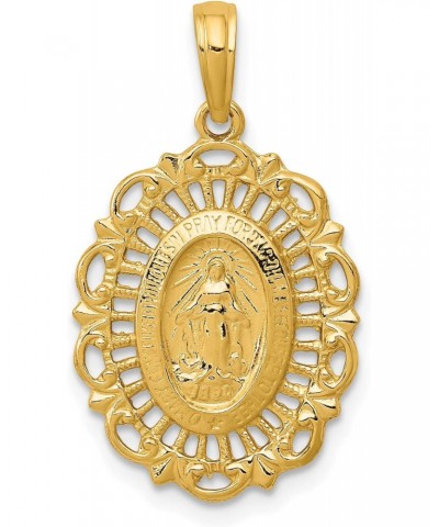 Solid 14k Yellow Gold Oval Miraculous Medal Pendant - 26.2mm $89.44 Pendants