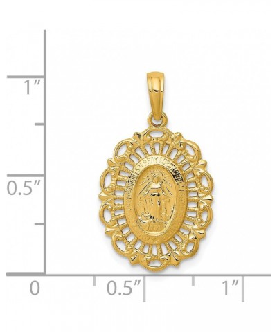 Solid 14k Yellow Gold Oval Miraculous Medal Pendant - 26.2mm $89.44 Pendants