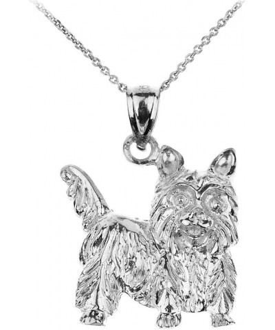 Polished 925 Sterling Silver Yorkshire Terrier Dog Charm Pendant Necklace 22.0 Inches $16.45 Necklaces