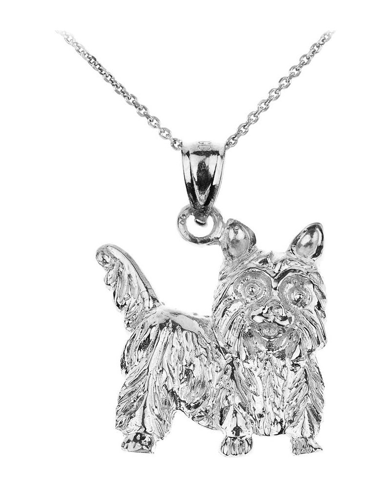 Polished 925 Sterling Silver Yorkshire Terrier Dog Charm Pendant Necklace 22.0 Inches $16.45 Necklaces