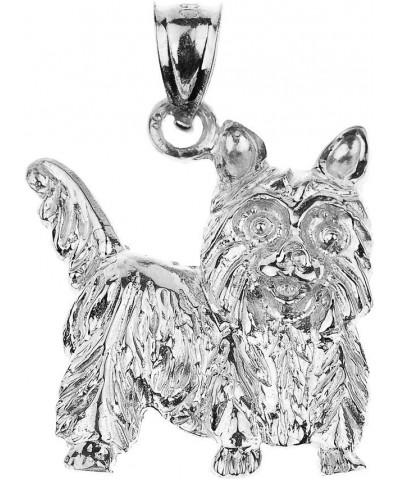 Polished 925 Sterling Silver Yorkshire Terrier Dog Charm Pendant Necklace 22.0 Inches $16.45 Necklaces