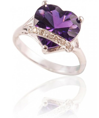 Natural Amethyst Diamond Solid 14K Gold Ring $239.54 Rings