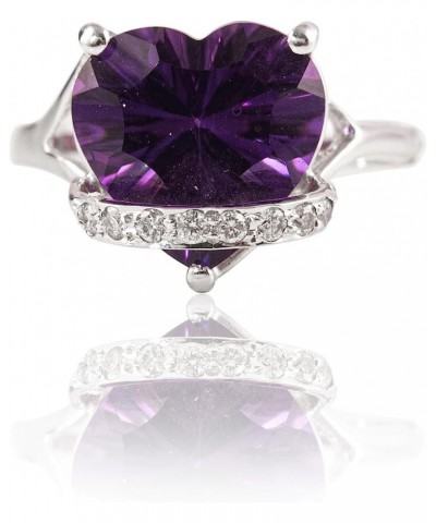 Natural Amethyst Diamond Solid 14K Gold Ring $239.54 Rings